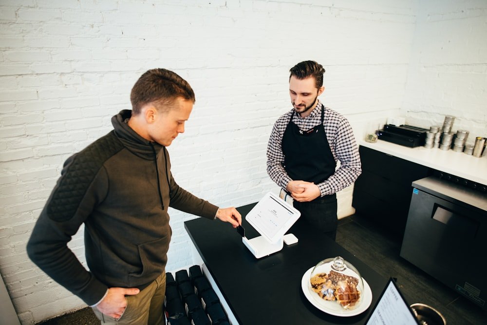 Guest scanning a QR code at the table